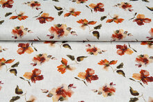 Viscose Linnen Digitaal bedrukt leaves roest-zand