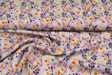 Viscose Linnen Digitaal bedrukt little twigs paars-multi