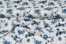 Viscose Linnen Digitaal bedrukt roses blauw-zand
