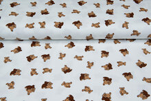 Katoenen Tricot bedrukt teddy off-white