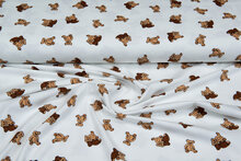 Katoenen Tricot bedrukt teddy off-white