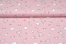 Baumwolljersey bedruckt baby animals rosa
