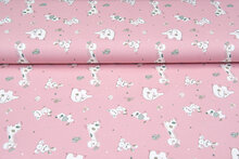 Katoenen Tricot bedrukt patchworks animals roze