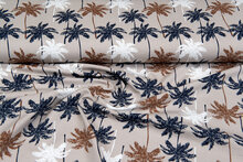Katoenen Tricot bedrukt palm zand-taupe