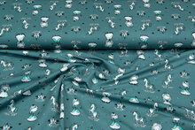 Katoenen Tricot bedrukt princesses donkermint