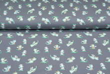 Katoenen Tricot bedrukt water colour dinos grijs