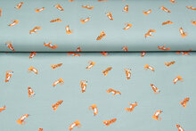 Katoenen Tricot bedrukt tigers pastel mint