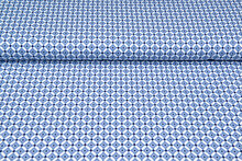 Katoenen Tricot bedrukt geo dots denim