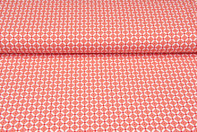 Katoenen Tricot bedrukt geo dots koraalrood