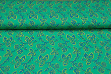 Katoenen Tricot bedrukt flowers grasgroen