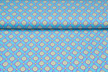 Katoenen Tricot bedrukt geo circles mint