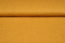 Baumwoll Musselin bedruckt glitzer gold ockergelb