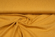 Baumwoll Musselin bedruckt glitzer gold ockergelb