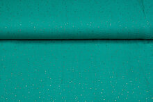 Katoenen mousseline bedrukt glitzer gold emerald