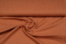 Baumwoll Musselin bedruckt glitzer gold rostbraun