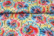 Katoenen mousseline bedrukt tie dye multicolor