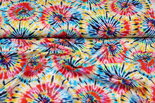 Katoenen mousseline bedrukt tie dye multicolor