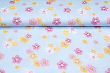 Baumwoll Musselin bedruckt flowers helles blau