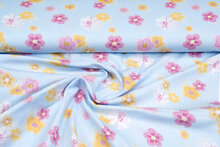 Baumwoll Musselin bedruckt flowers helles blau