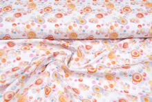 Baumwoll Musselin bedruckt circles peach-rosa