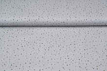 Katoenen mousseline bedrukt little dots with foil zilvergrijs