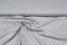 Katoenen mousseline bedrukt little dots with foil zilvergrijs