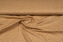 Katoenen mousseline bedrukt little dots with foil caramel