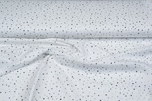 Katoenen mousseline bedrukt little dots with foil ecru