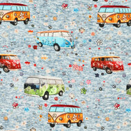 Alpenfleece bedrukt retro vans jeansblau