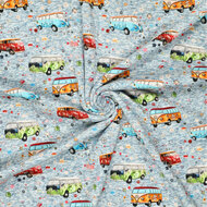 Alpenfleece bedrukt retro vans jeansblau