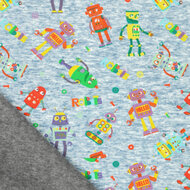 Alpenfleece bedrukt funny robots jeansblauw