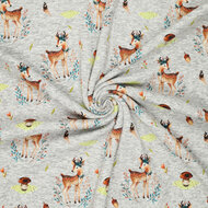 Alpenfleece bedruckt cute deer grau