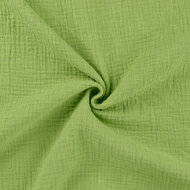 Katoenen Mousseline melange lime groen