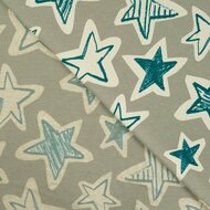 French Terry bedrukt stars mint