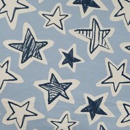 French Terry bedrukt stars blauw
