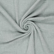 Katoenen Mousseline melange chambray donkermint