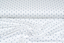Katoenen Tricot bedrukt mini stars ecru - metaalblauw
