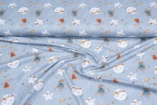 Katoenen Tricot bedrukt cute stars grijs