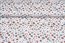 Katoenen Tricot bedrukt flowers ecru-wit