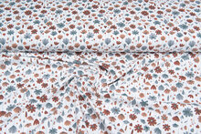 Katoenen Tricot bedrukt flowers ecru-wit