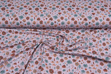 Katoenen Tricot bedrukt flowers oudroze