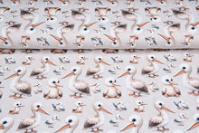 Katoenen Tricot bedrukt little pelican