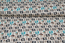 Katoenen Tricot bedrukt pirate beige