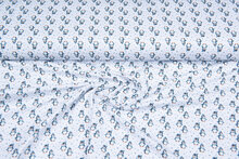 Katoenen Tricot bedrukt penguin wit