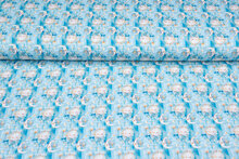 Katoenen Tricot bedrukt good night blauw