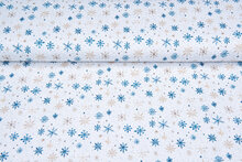 Katoenen Tricot bedrukt snow stars ecru