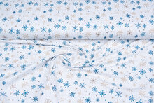 Katoenen Tricot bedrukt snow stars ecru