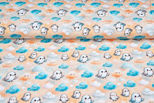 Katoenen Tricot bedrukt little chicken clouds