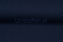 Gebreide kabel jacquard stof Donkerblauw