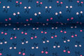 French Terry bedrukt cherry blauw